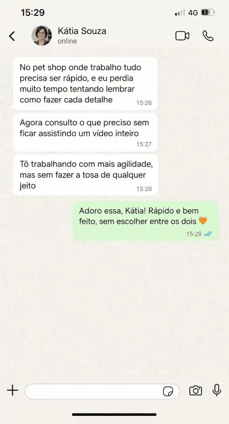 Depoimento de Kátia Souza via WhatsApp