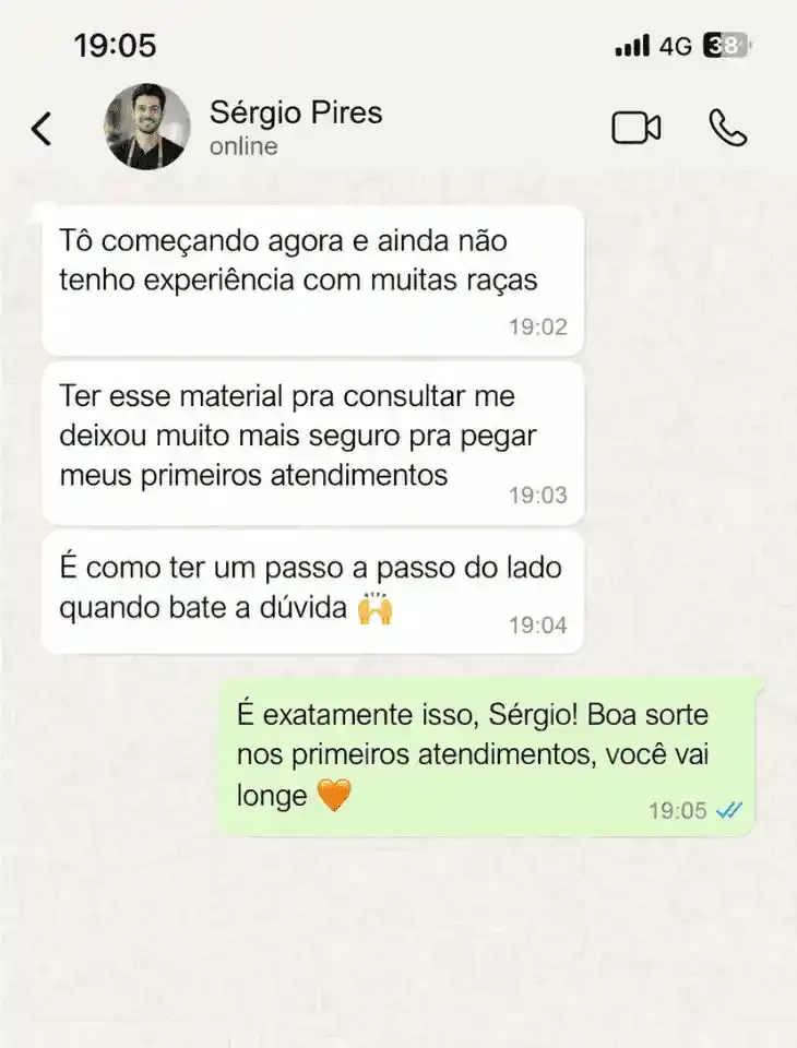 Mensagem de Sérgio Pires no WhatsApp sobre o kit Tosa na Prática