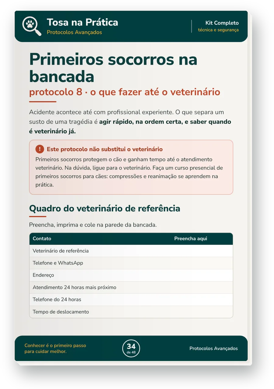 Primeiros socorros na bancada